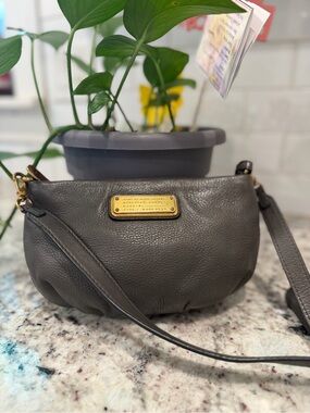 Marc by Marc Jacobs Gray Pebbled Leather Crossbody with Gold Plate
